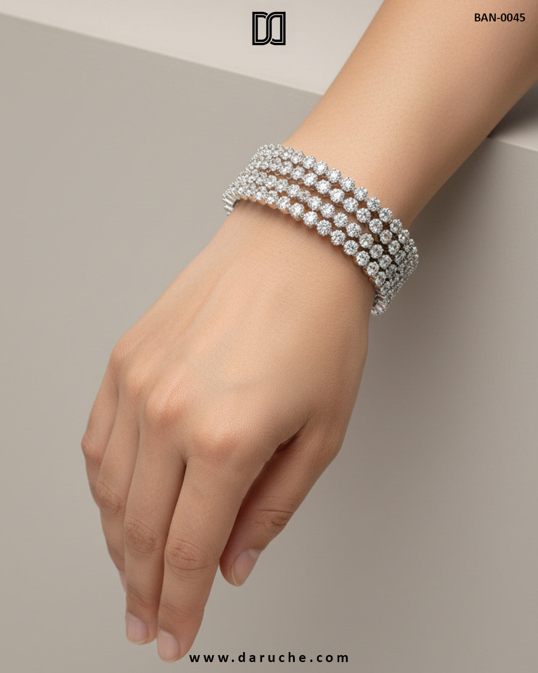 Eclat Silver Zircon Bangle Set