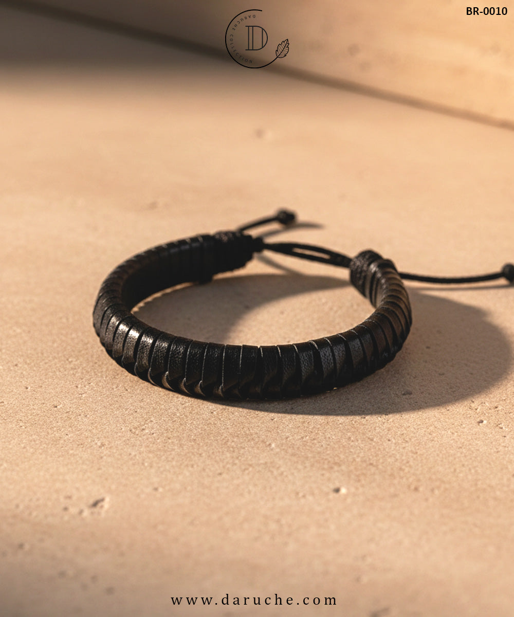 Vintage Black Braided Leather Bracelet