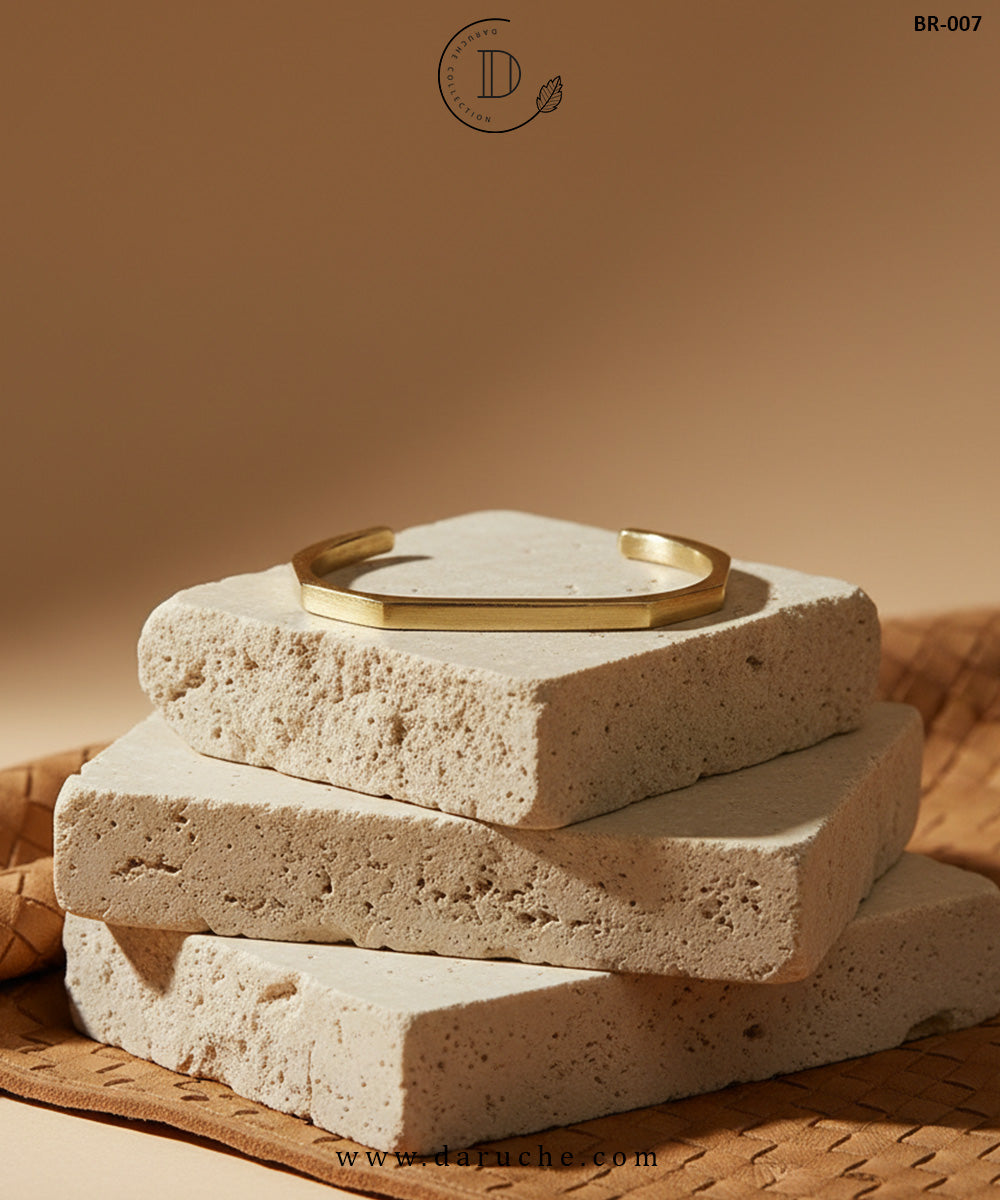 Matte Golden Noir Cuff Bangle