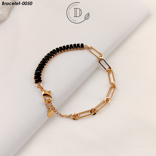 Stunning Gold Plated Black Zircon Stone Bracelet