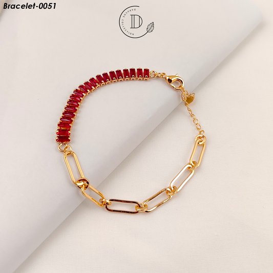 Stunning Gold Plated Maroon Zircon Stone Bracelet