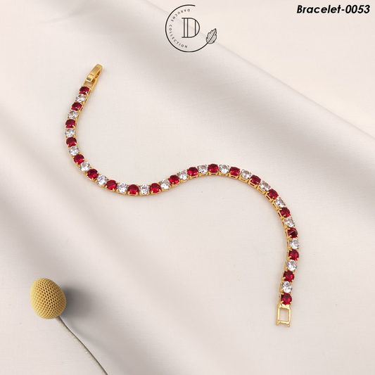 Gold Plated Ruby & White Zircon Stones Bracelet