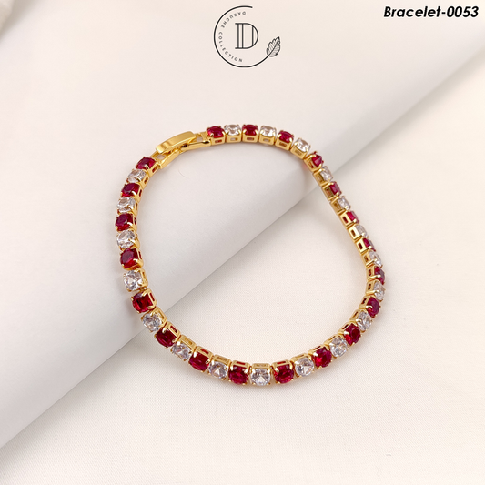 Gold Plated Ruby & White Zircon Stones Bracelet