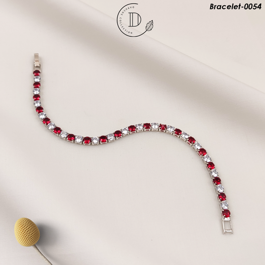 Silver Plated Ruby & White Zircon Stones Bracelet