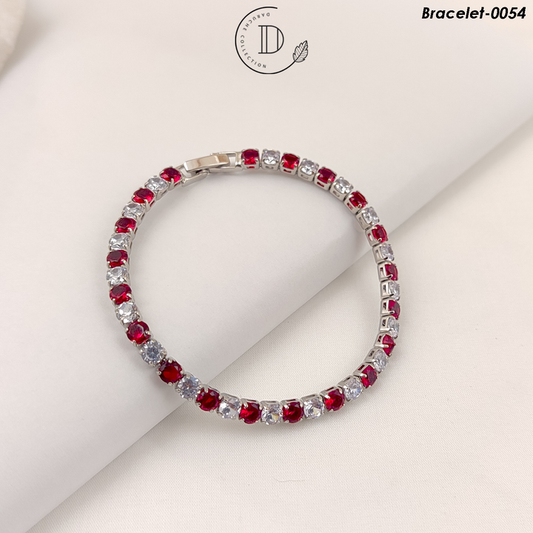 Silver Plated Ruby & White Zircon Stones Bracelet