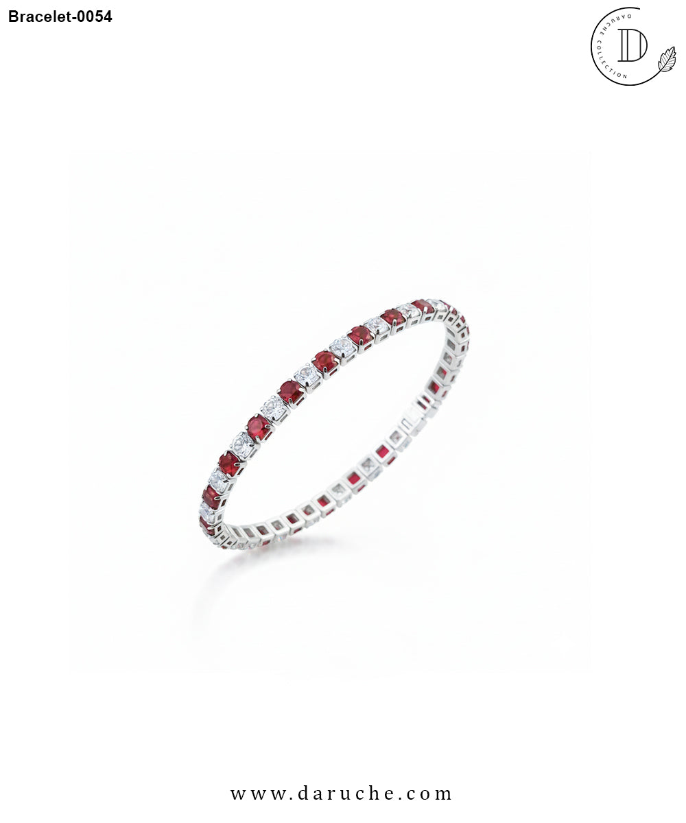 Diamond Cut Red & White Zircon Stone Bracelet