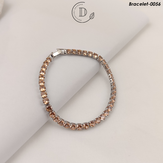 Silver Plated Champagne Zircon Stones Bracelet