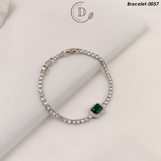 Silver Plated Zircon Stones Adjustable Bracelet