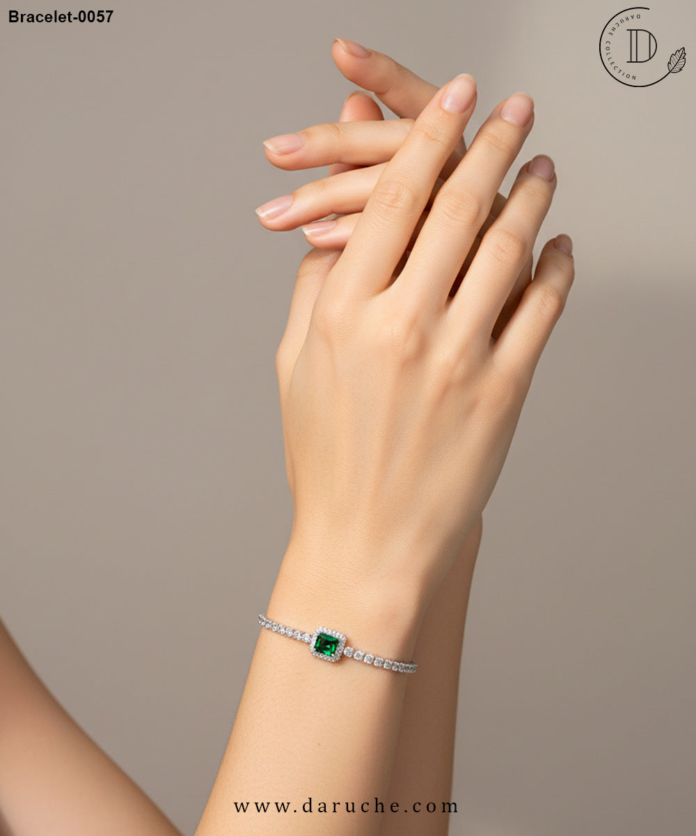 Sparkle Emerald Green Diamond Cut Bracelet