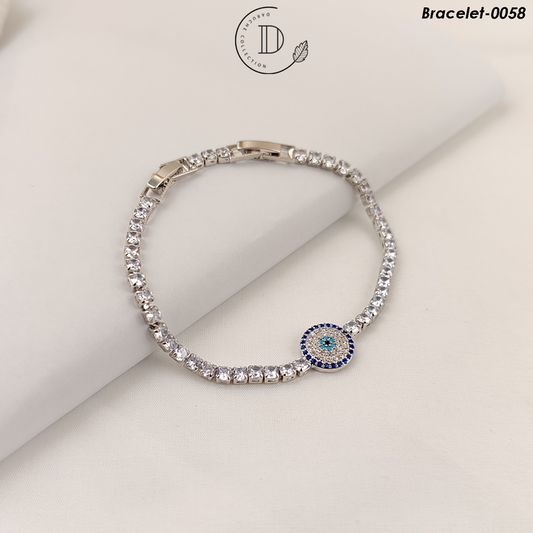 Silver Plated Zircon Stones Adjustable Bracelet