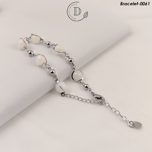 Silver Plated White Beats Adjustable Bracelet