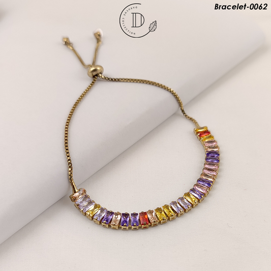 Gold Plated Adjustable Naurattan Zircon Stones Bracelet