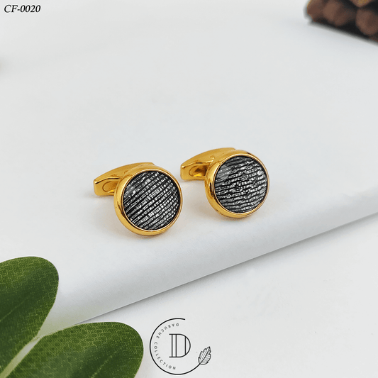 Golden & Black Shining Textured Cufflink