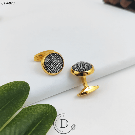 Golden & Black Shining Textured Cufflink