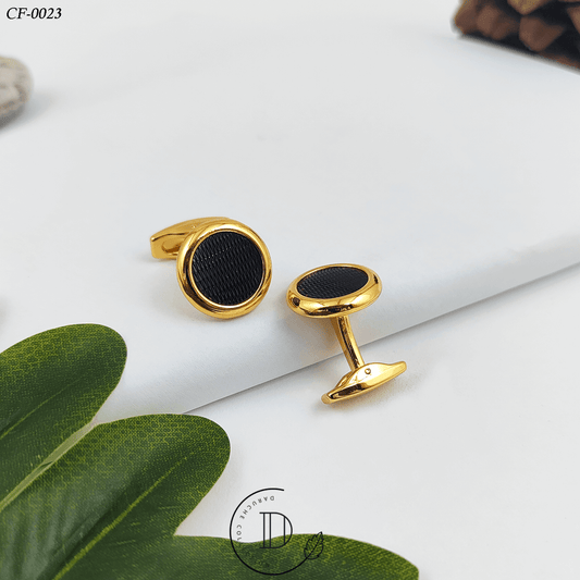 Golden & Black Textured Cufflink