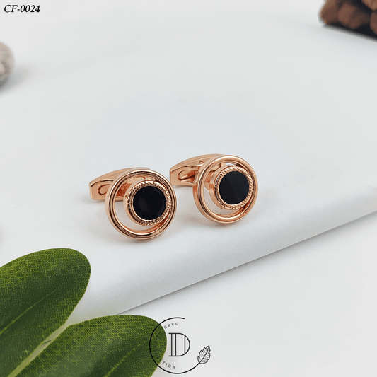 Rose Gold & Black Round Cufflink