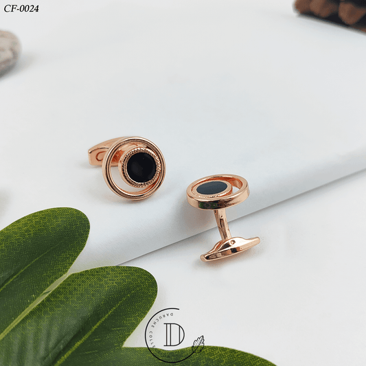 Rose Gold & Black Round Cufflink