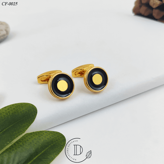 Golden & Black Round Cufflink