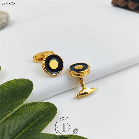 Golden & Black Round Cufflink