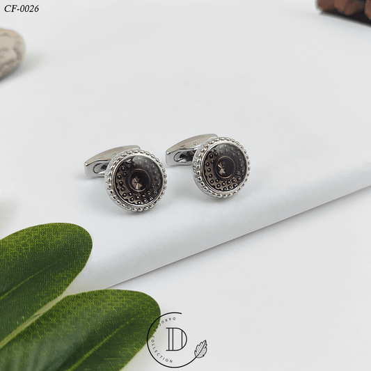 Silver & Black Textured Cufflink