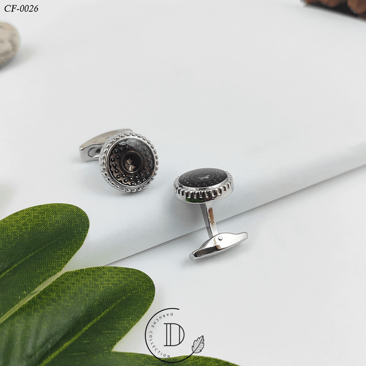 Silver & Black Textured Cufflink