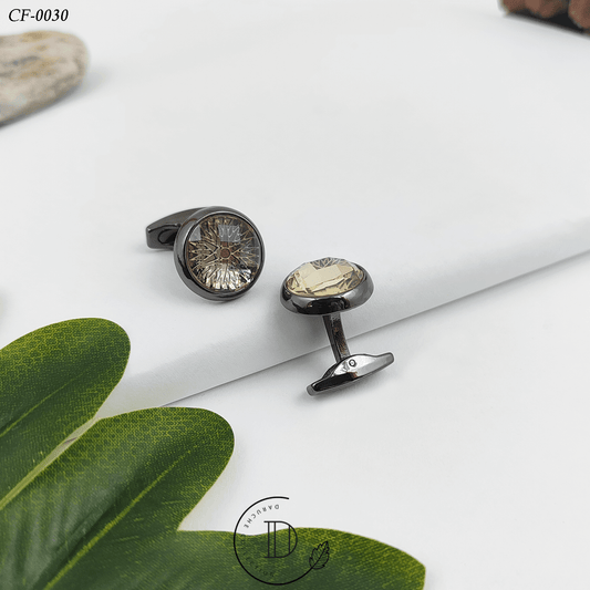 Black Golden Mirror Textured Cufflink