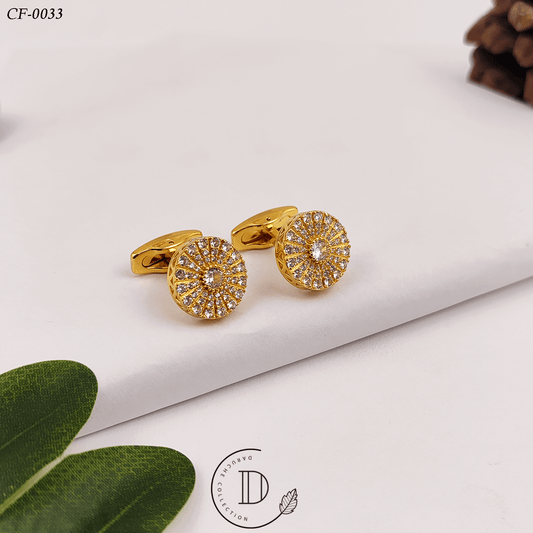 Golden & White Zircon Stone Cufflink