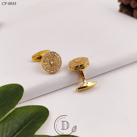 Golden & White Zircon Stone Cufflink