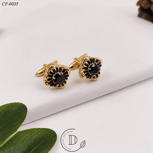 Golden & Black Zircon Stone Cufflink