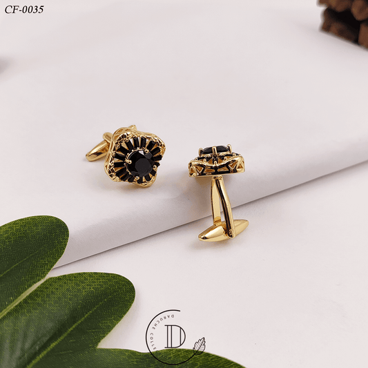 Golden & Black Zircon Stone Cufflink