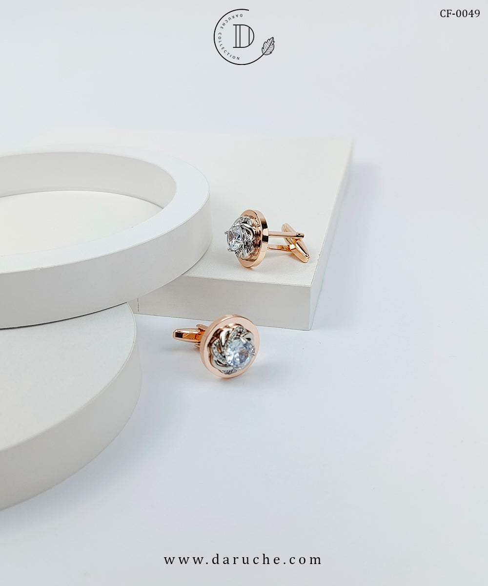 Classic Rose Gold Zircon Cufflinks