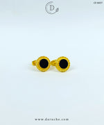 Golden & Black Textured Round Cufflinks