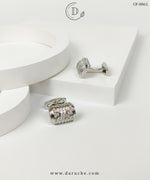 Stunning Silver Zircon Stone Cufflinks