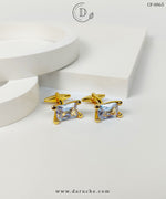 Stunning Golden & White Zircon Stone Cufflinks