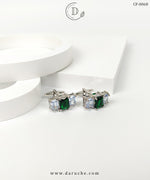 Classic Silver Zircon Stone Cufflinks