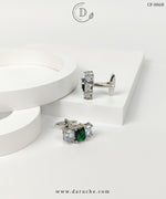 Classic Silver Zircon Stone Cufflinks