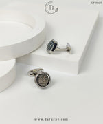 Silver & Black Textured Cufflinks