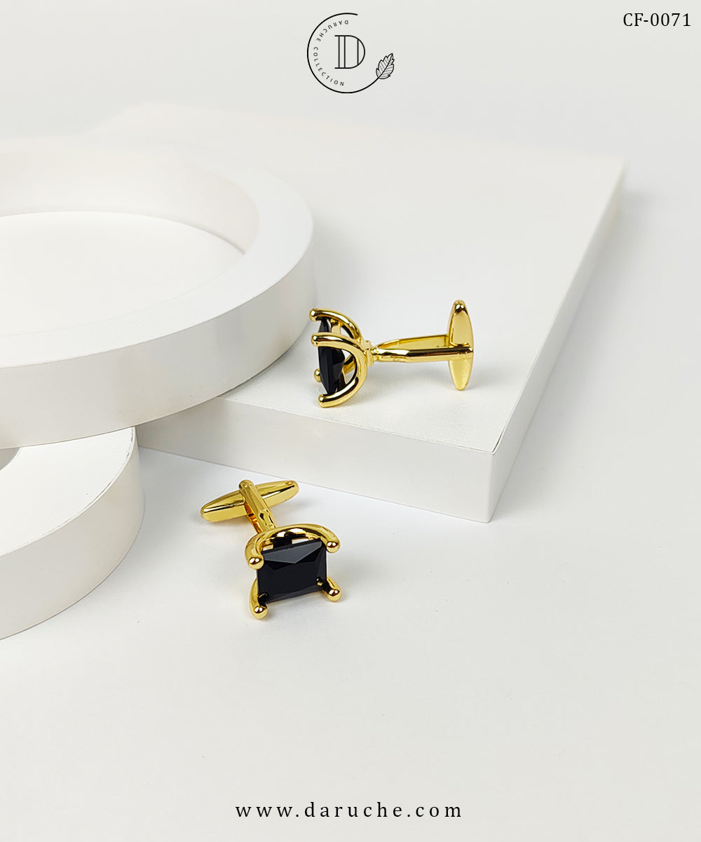 Golden & Black Zircon Stone Cufflinks