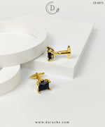 Golden & Black Zircon Stone Cufflinks