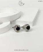 Silver & Black Round Zircon Cufflinks