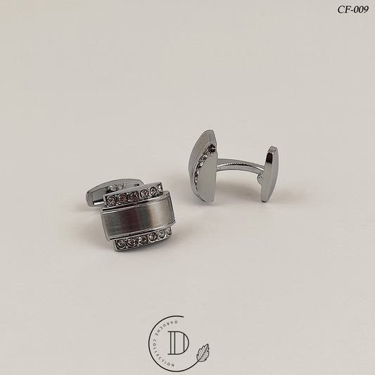 Silver Zircon Stone Cufflink