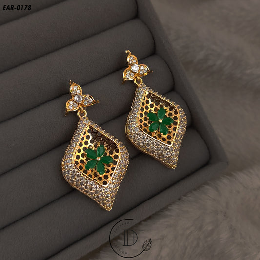 Classic Leaf Zircon Stone Earrings