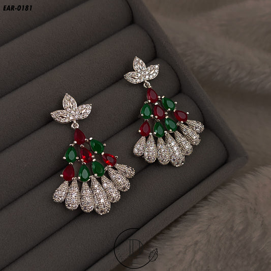 Beautiful Silver Plated Multi Peacock Earrings