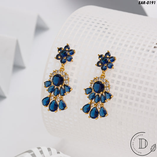 Stylish Navy & White American Diamond Earrings