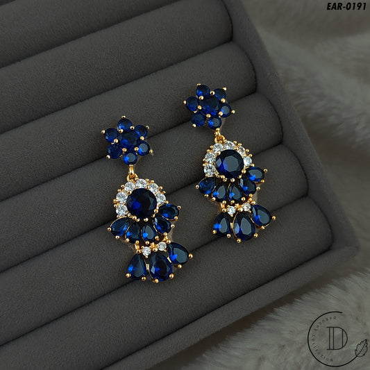 Stylish Navy & White American Diamond Earrings