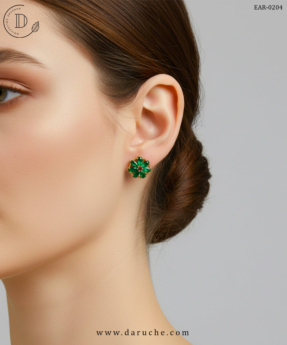 Green Flower Studs