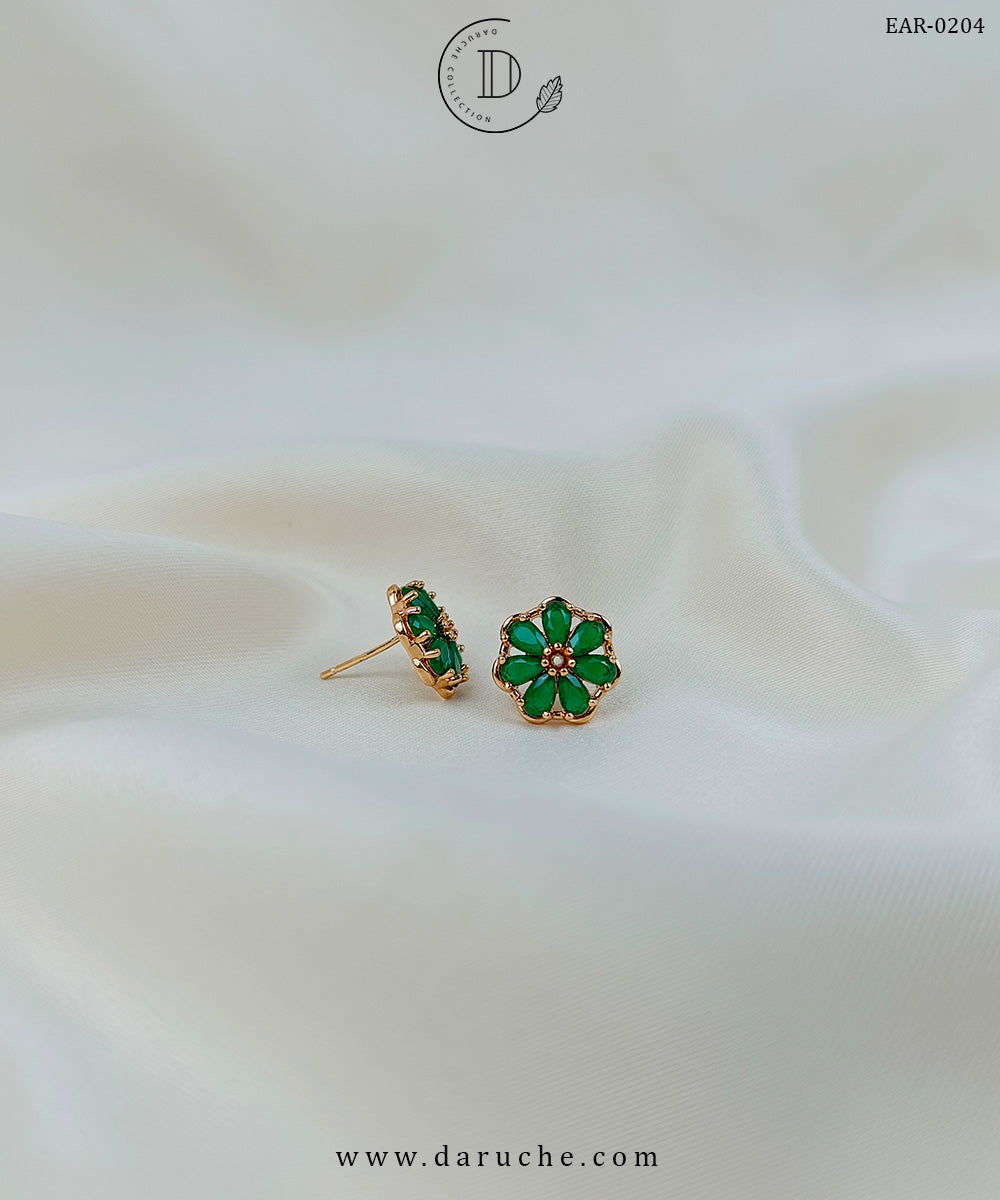 Green Flower Studs