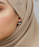 Blue Crystal Floral Stud Earrings