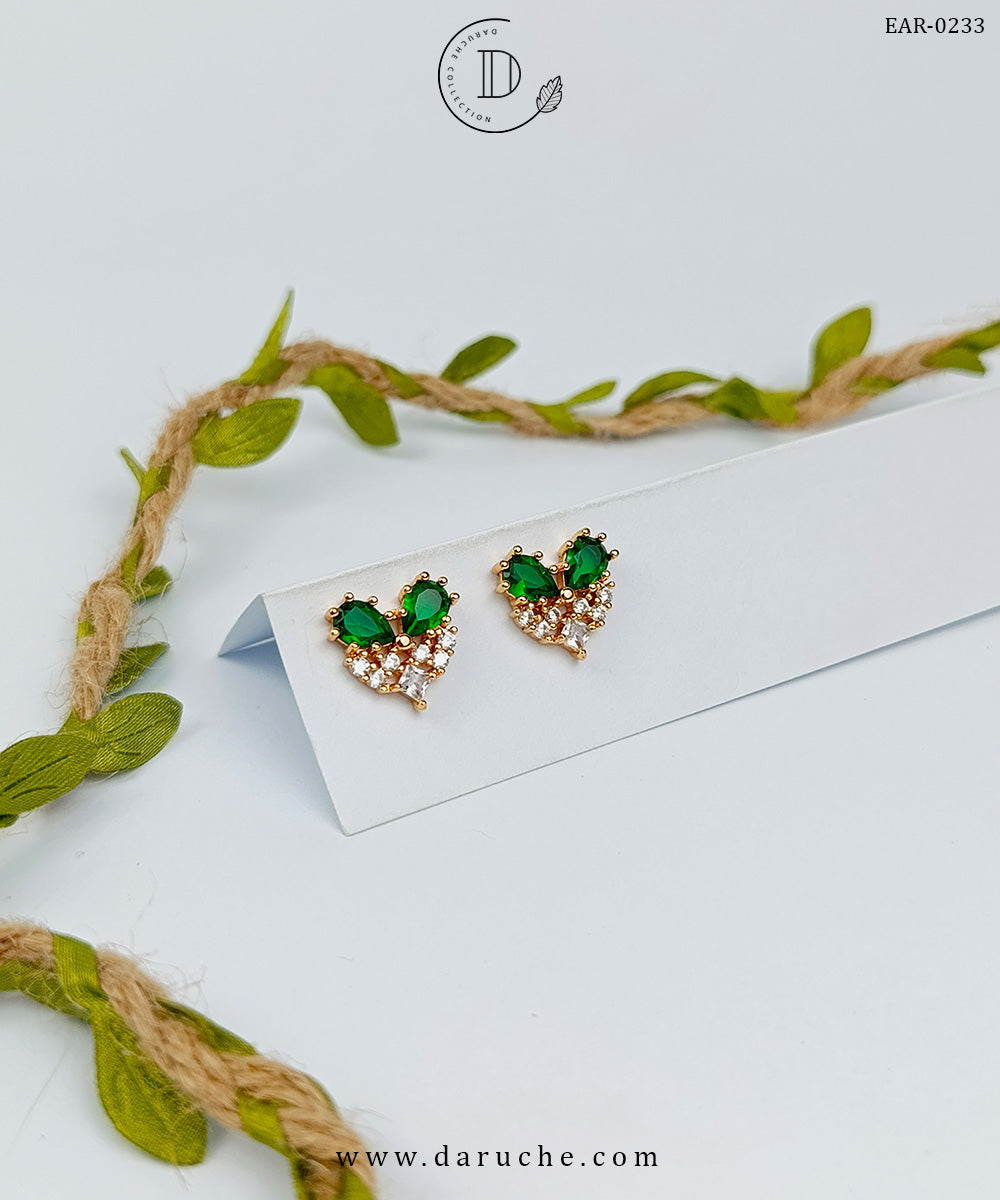Emerald Green Floral Stud Earrings