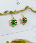Emerald Green Floral Stud Earrings